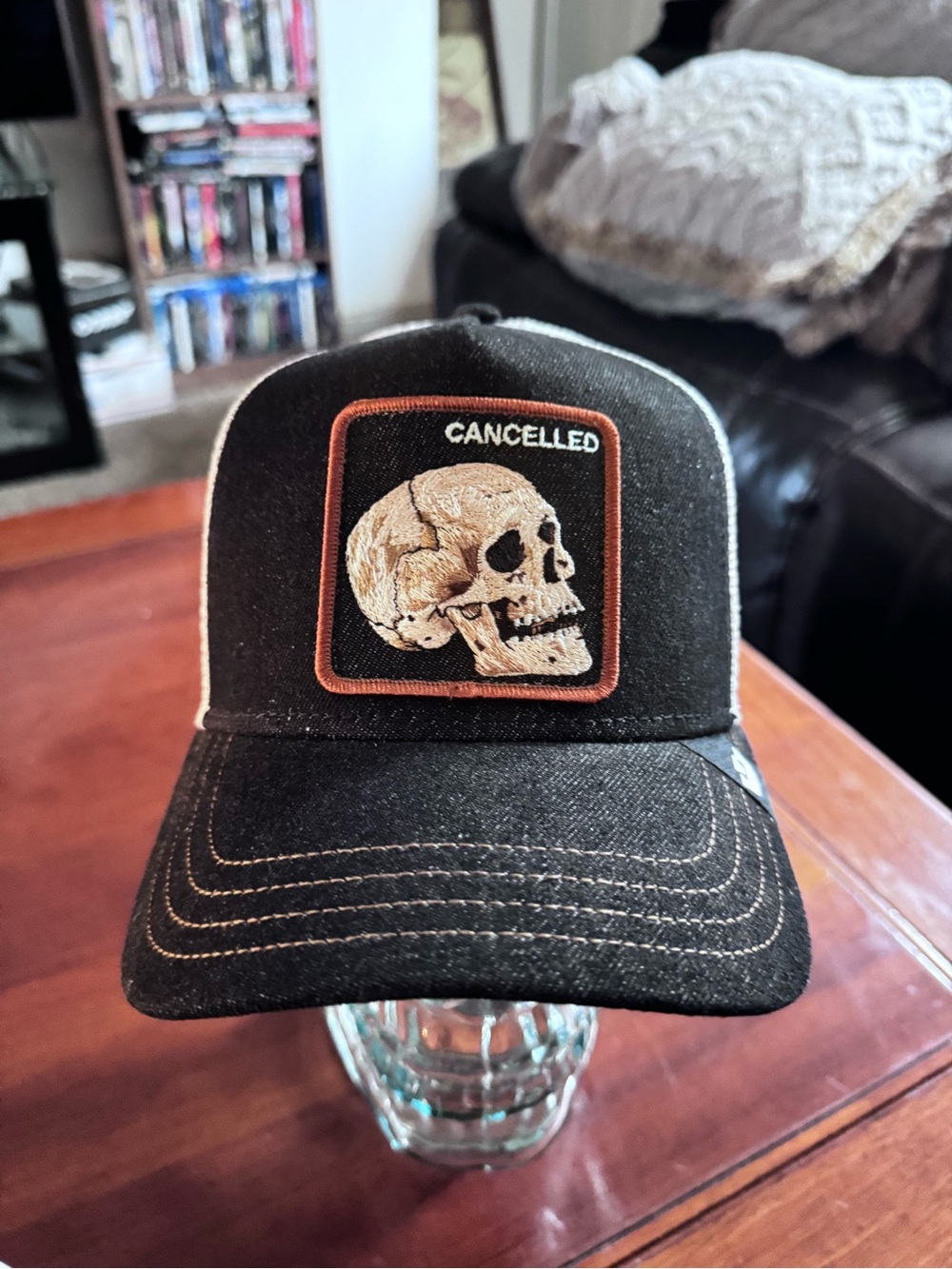 Goorin Bros Farm CANCELED DENIM SKULL Trucker Hat SnapBack NWT